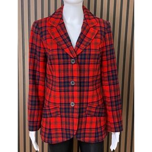 Pendleton Women's Wool‎ Plaid Blazer 12 Jacket Red Classic Vintage Style